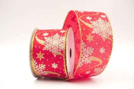 Κόκκινο-Χρυσό Γκλίτερ Χιονονιφάδες Χριστουγεννιάτικη Σατέν Κορδέλα_KF9557G-7_2.JPG