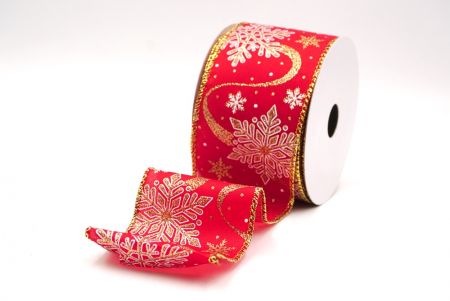 Κόκκινο-Χρυσό Γκλίτερ Χιονονιφάδες Χριστουγεννιάτικη Σατέν Κορδέλα_KF9557G-7_5.JPG