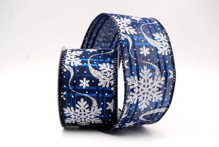Ναυτικό Μπλε - Λευκό Γκλίτερ Χιονονιφάδες Χριστουγεννιάτικη Σατέν Κορδέλα_KF9558GC-4-4_2.JPG