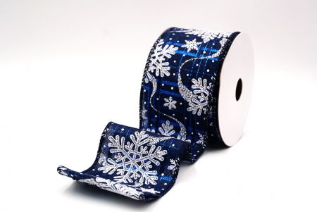 Ναυτικό Μπλε - Λευκό Γκλίτερ Χιονονιφάδες Χριστουγεννιάτικη Σατέν Κορδέλα_KF9558GC-4-4_5.JPG