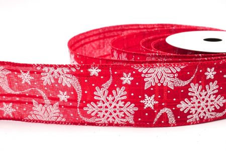 Κόκκινο - Λευκή Γκλίτερ Χιονονιφάδες Χριστουγεννιάτικη Σατέν Κορδέλα_KF9558GC-7-7_4.JPG