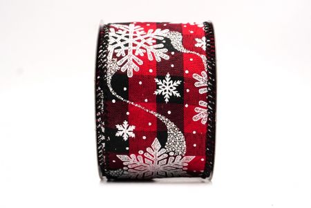 Κόκκινο - Μαύρη Καρό Γκλίτερ Χιονονιφάδες Χριστουγεννιάτικη Σατέν Κορδέλα_KF9559GC-7-53_1.JPG