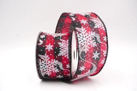 Κόκκινο - Μαύρη Καρό Γκλίτερ Χιονονιφάδες Χριστουγεννιάτικη Σατέν Κορδέλα_KF9559GC-7-53_2.JPG