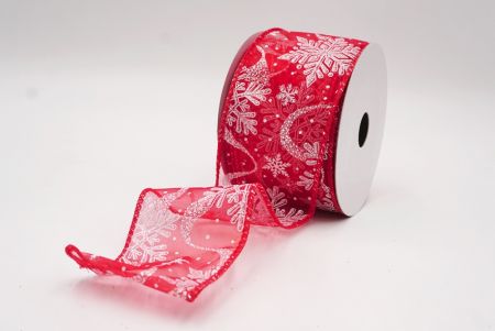 Κόκκινο - Διαφανές Γκλίτερ Χιονονιφάδες Χριστουγεννιάτικη Σατέν Κορδέλα_KF9561GC-7-7_5.JPG