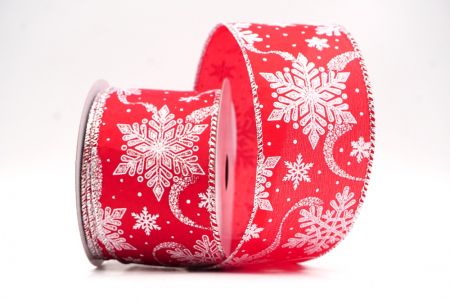 Κόκκινο - Λευκές Γκλίτερ Χιονονιφάδες Χριστουγεννιάτικη Σατέν Κορδέλα_KF9562G-7_2.JPG