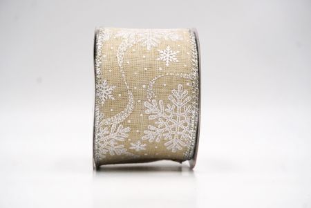 Καφέ Γκλίτερ Χιονονιφάδες Χριστουγεννιάτικη Σατέν Κορδέλα_KF9564G-13_1.JPG