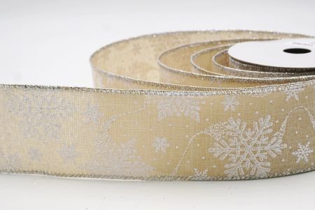 Καφέ Γκλίτερ Χιονονιφάδες Χριστουγεννιάτικη Σατέν Κορδέλα_KF9564G-13_4.JPG