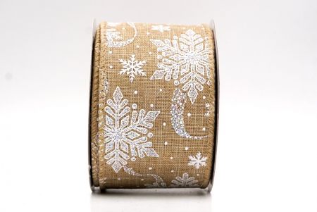 Μπεζ Γκλίτερ Χιονονιφάδες Χριστουγεννιάτικη Σατέν Κορδέλα_KF9564GC-14-183_1.JPG