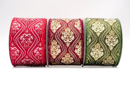 Christmas Damask Wired Ribbon - Christmas Damask Wired Ribbon