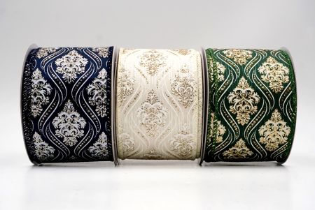 Cinta de alambre damasco de Navidad_KF9565.KF9566.KF9567