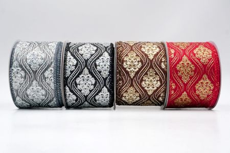 Cinta de alambre damasco de Navidad_KF9565.KF9566.KF9567