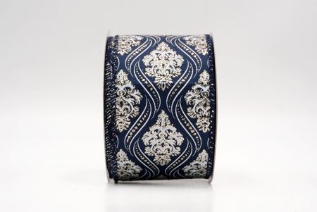 Cinta de Alambre de Damasco Navideño Azul Marino_KF9565GC-4-4
