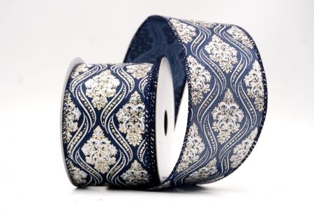 Cinta de Alambre de Damasco Navideño Azul Marino_KF9565GC-4-4