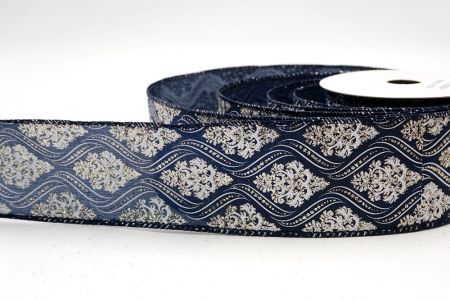 Cinta de Alambre de Damasco Navideño Azul Marino_KF9565GC-4-4