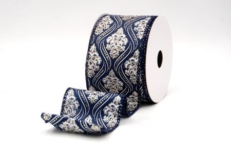 Cinta de Alambre de Damasco Navideño Azul Marino_KF9565GC-4-4