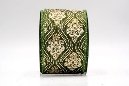 Cinta de Alambre de Damasco Navideño Verde Claro_KF9566GC-15-222