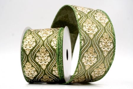 Cinta de Alambre de Damasco Navideño Verde Claro_KF9566GC-15-222