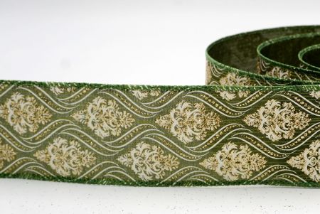 Cinta de Alambre de Damasco Navideño Verde Claro_KF9566GC-15-222