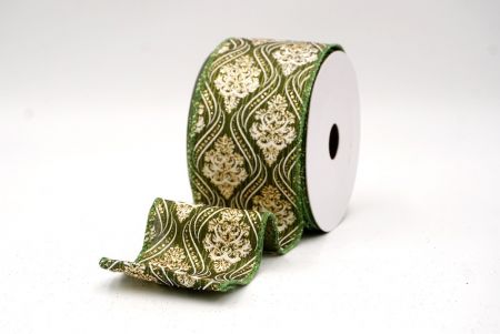 Cinta de Alambre de Damasco Navideño Verde Claro_KF9566GC-15-222