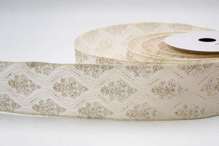 Cinta de Alambre de Damasco Navideño Crema_KF9566GC-2-2