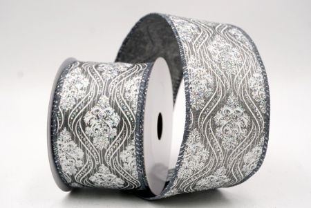 Cinta de alambre damasco gris de Navidad_KF9566GC-50-123