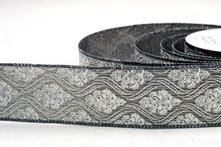 Cinta de alambre damasco gris de Navidad_KF9566GC-50-123