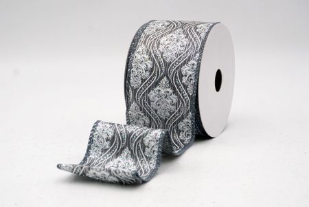 Cinta de alambre damasco gris de Navidad_KF9566GC-50-123