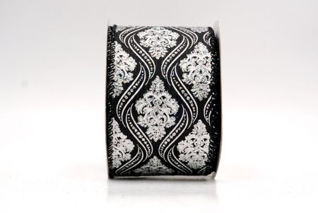 Cinta de alambre damasco negra de Navidad_KF9566GC-53-53