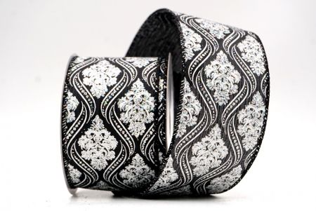 Cinta de alambre damasco negra de Navidad_KF9566GC-53-53