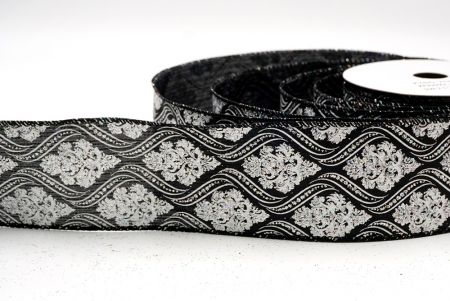 Cinta de alambre damasco negra de Navidad_KF9566GC-53-53