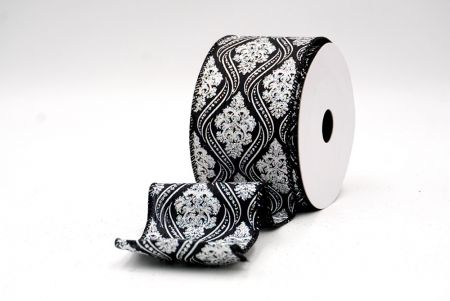 Cinta de alambre damasco negra de Navidad_KF9566GC-53-53