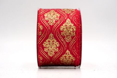 Cinta de alambre damasco roja de Navidad_KF9567GC-7-7