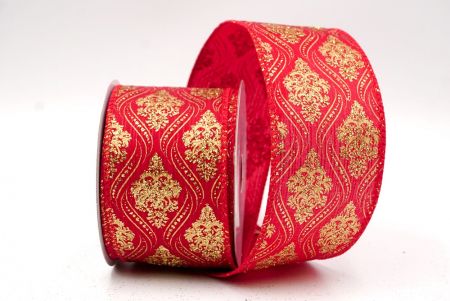 Cinta de alambre damasco roja de Navidad_KF9567GC-7-7