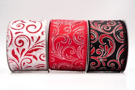 Glittery Scroll Wired Ribbon_KF9568.KF9569.KF9570.KF9571.KF9572.KF9573