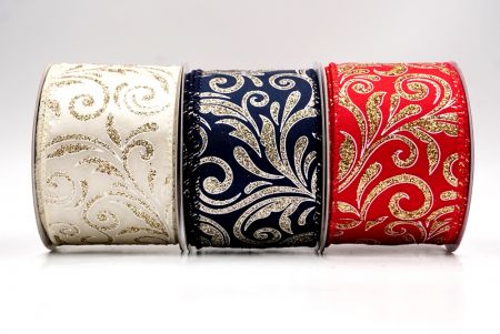Glittery Scroll Wired Ribbon_KF9568.KF9569.KF9570.KF9571.KF9572.KF9573