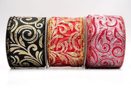 Glittery Scroll Wired Ribbon_KF9568.KF9569.KF9570.KF9571.KF9572.KF9573