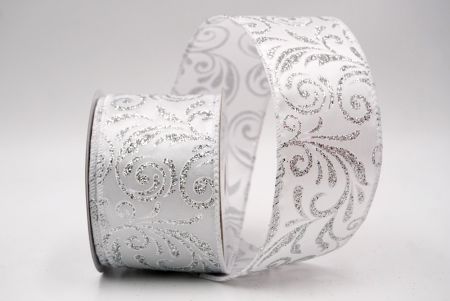 White_Glittery Scroll Wired Ribbon_KF9568GC-1-1