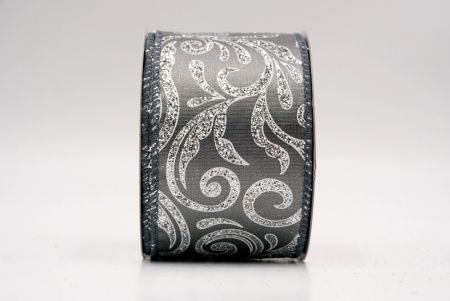 Gray_Glittery Scroll Wired Ribbon_KF9568GC-50-123