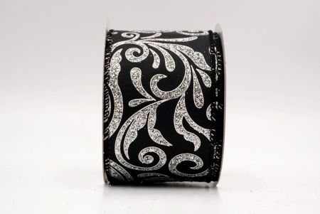 Black_Glittery Scroll Wired Ribbon_KF9568GC-53-53