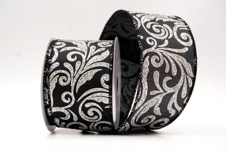 Black_Glittery Scroll Wired Ribbon_KF9568GC-53-53