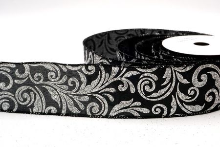 Black_Glittery Scroll Wired Ribbon_KF9568GC-53-53