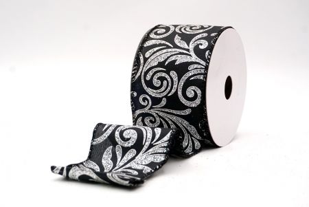 Black_Glittery Scroll Wired Ribbon_KF9568GC-53-53