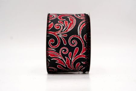 Black_Glittery Scroll Wired Ribbon_KF9569GC-53-53
