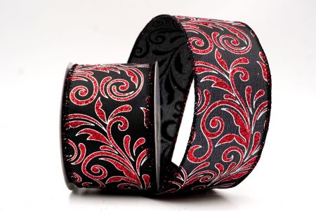Black_Glittery Scroll Wired Ribbon_KF9569GC-53-53