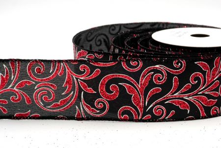 Black_Glittery Scroll Wired Ribbon_KF9569GC-53-53