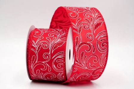 Red_Glittery Scroll Wired Ribbon_KF9569GC-7-7