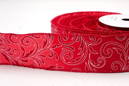 Red_Glittery Scroll Wired Ribbon_KF9569GC-7-7
