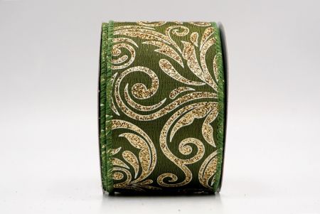 Green_Glittery Scroll Wired Ribbon_KF9570GC-15-222