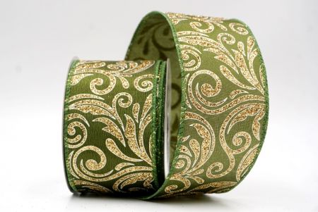 Green_Glittery Scroll Wired Ribbon_KF9570GC-15-222