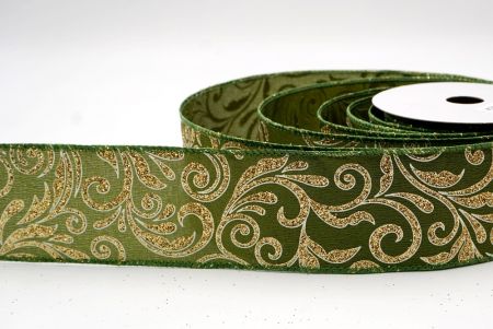 Green_Glittery Scroll Wired Ribbon_KF9570GC-15-222